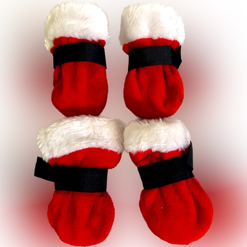 Small Dog/Puppy Santa Claus Boots Christmas Holiday Pets paws shoes protect snow